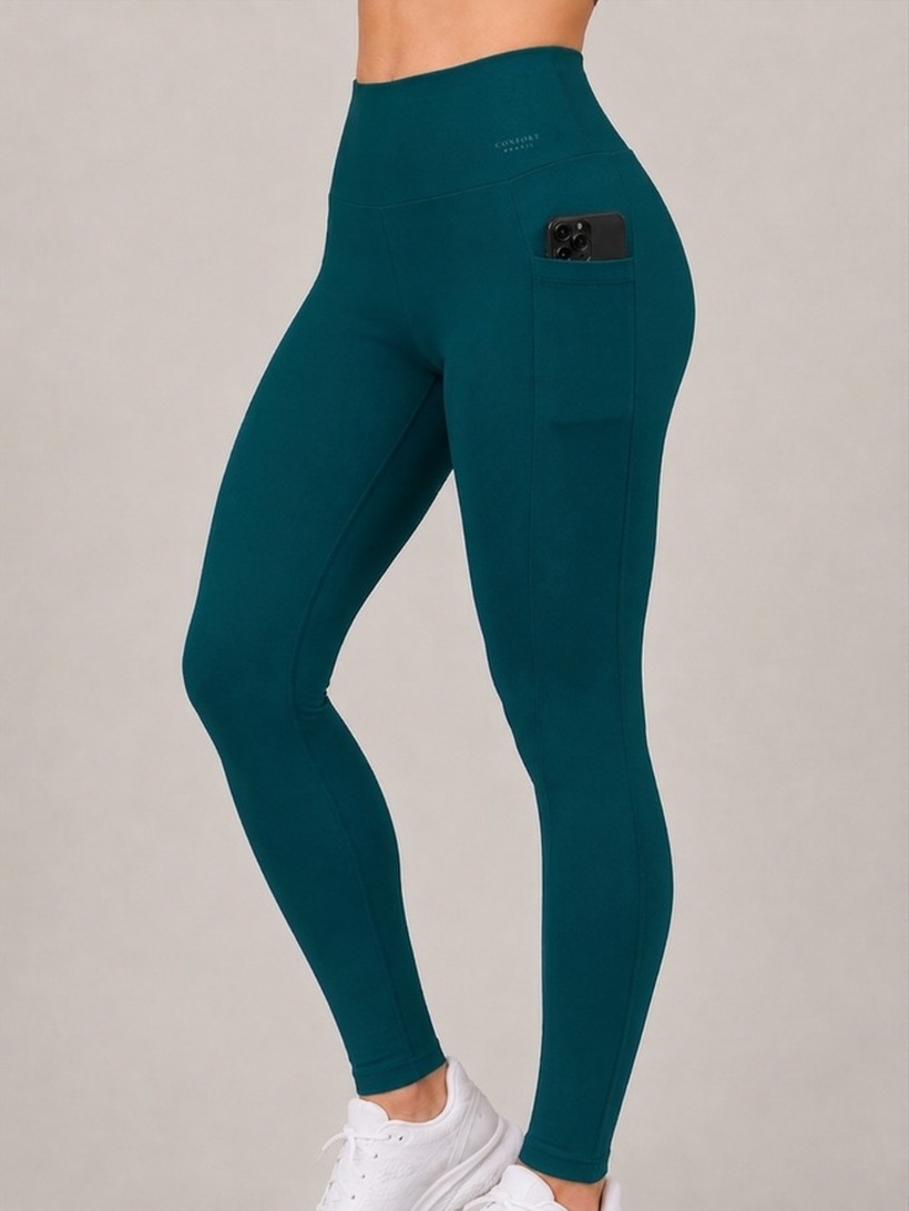 Legging azul petróleo vista de costas
